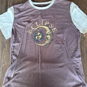 SHEIN Brown and Cream Eclipse Graphic Tee